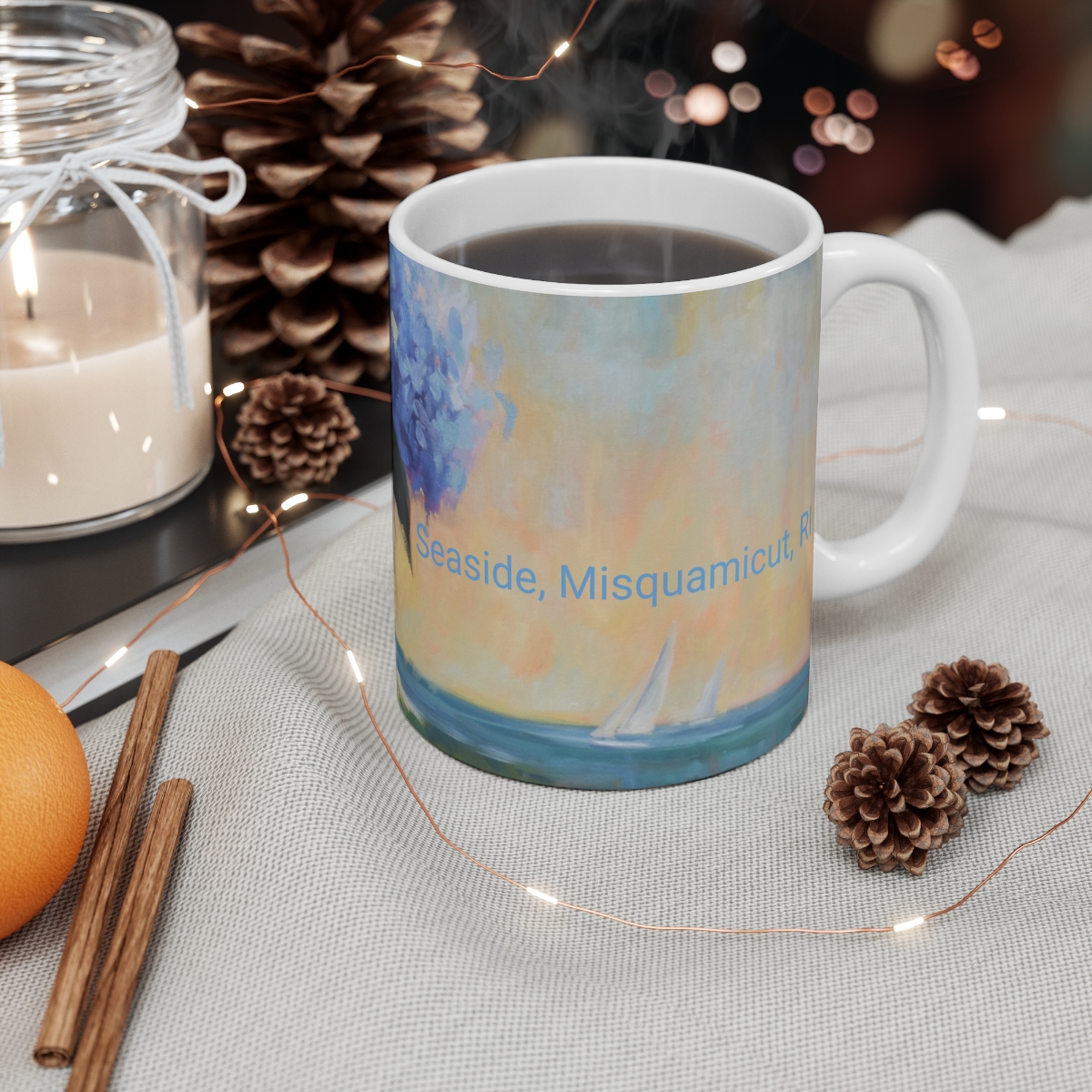 Hydrangeas By The Sea Mug 11oz - Image 4