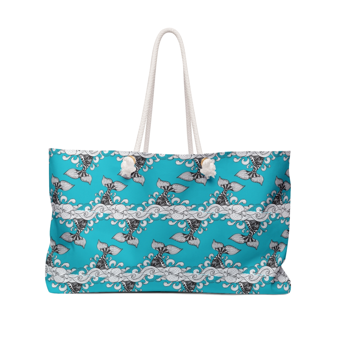 Whale Tale Black And White Pattern, Teal Weekender Bag, Luggage, Shopping, Stylish
