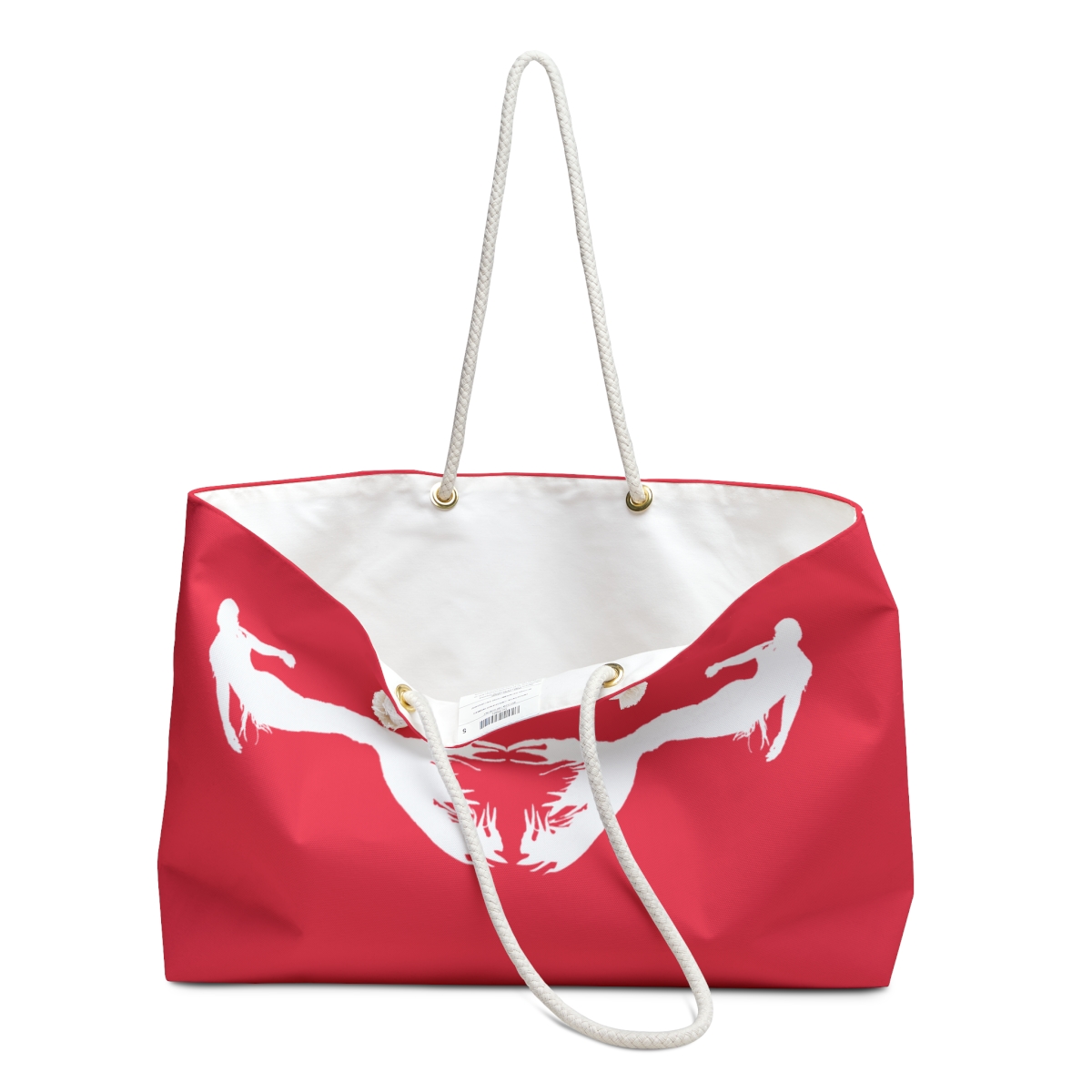White Mermaid Design, Red Weekender Bag, Luggage, Shopping, Stylish - Image 3