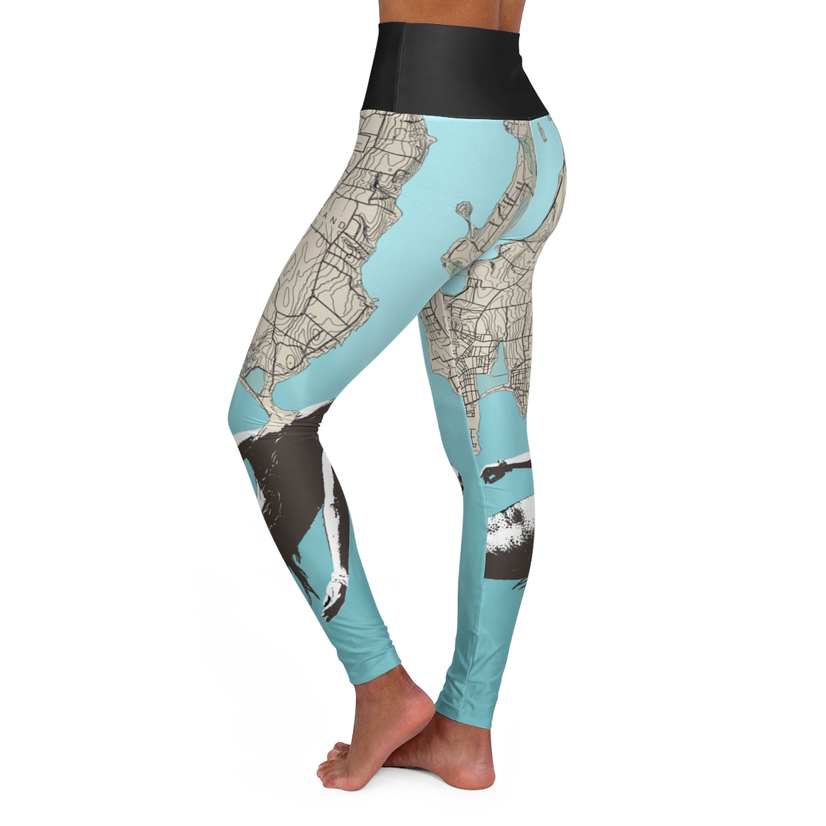 Rhode Island Chart With Mermaid High Waisted Yoga Leggings - Image 3