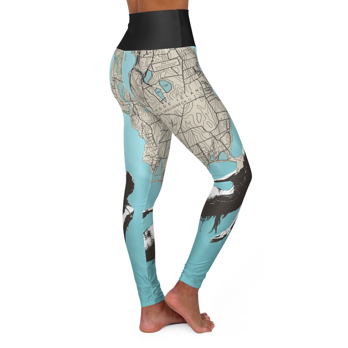 Rhode Island Chart With Mermaid High Waisted Yoga Leggings - Image 4