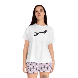 Fun, Nautical, Women's Short Pajama Set, Handmade Original Design, Mermaids and Whale Tails, Coastal, Ocean