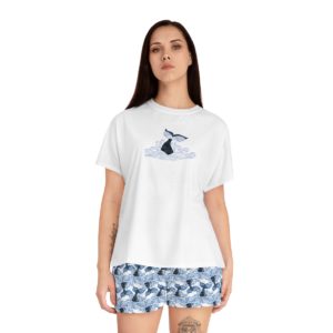 Women's Short Pajama Set, Whale Tail, Handmade Original Design, Nautical,