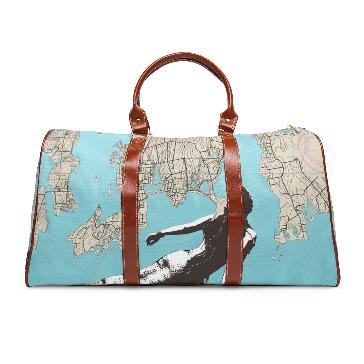 Waterproof Travel Bag, Mermaid, Rhode Island Chart, Luggage, Carryall, Nautical, Suitcase - Image 2
