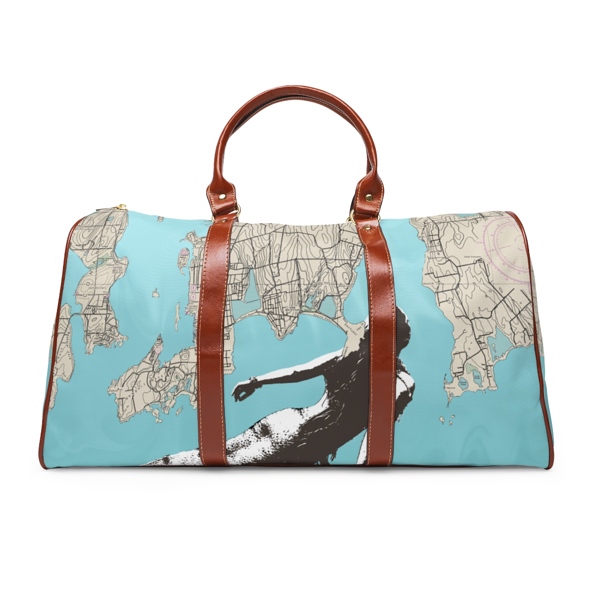 Waterproof Travel Bag, Mermaid, Rhode Island Chart, Luggage, Carryall, Nautical, Suitcase - Image 3