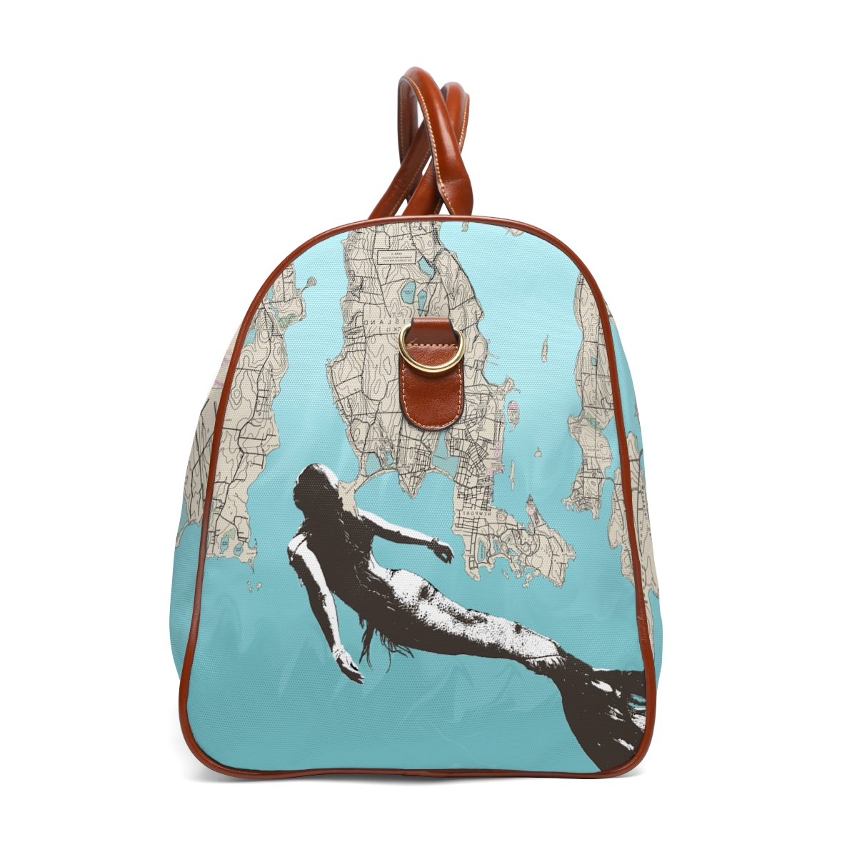 Waterproof Travel Bag, Mermaid, Rhode Island Chart, Luggage, Carryall, Nautical, Suitcase - Image 4