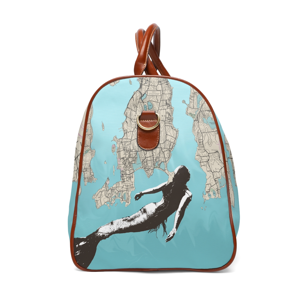 Waterproof Travel Bag, Mermaid, Rhode Island Chart, Luggage, Carryall, Nautical, Suitcase - Image 5