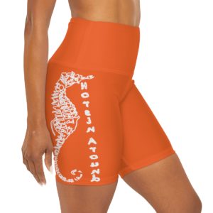 Fun, High Waisted, Yoga Shorts, Workout Attire, Nautical, Handmade Original Design, Seahorse,