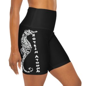 Fun, High Waisted, Yoga Shorts, Workout Attire, Nautical, Handmade Original Design, Seahorse,