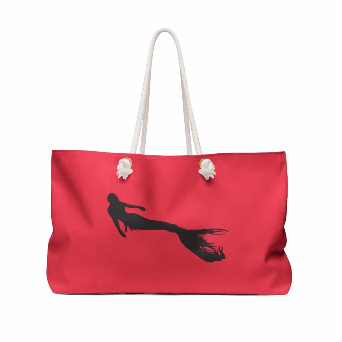 Black Mermaid Design, Red Weekender Bag, Luggage, Shopping, Stylish - Image 2