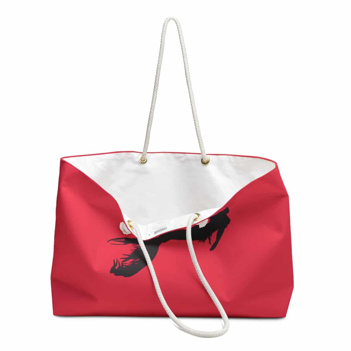Black Mermaid Design, Red Weekender Bag, Luggage, Shopping, Stylish - Image 3