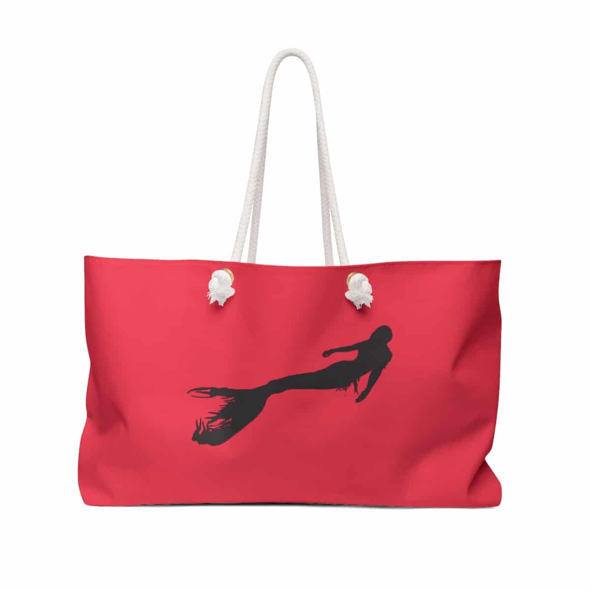 Black Mermaid Design, Red Weekender Bag, Luggage, Shopping, Stylish
