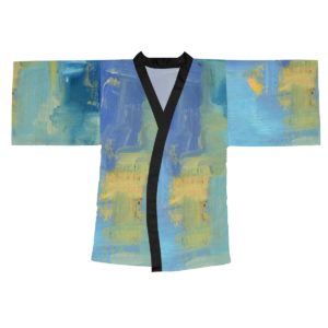 Long Sleeve Kimono Robe, Abstract, Bathrobe, Lounge Wear, Nautical, Women’s Sleep Clothes