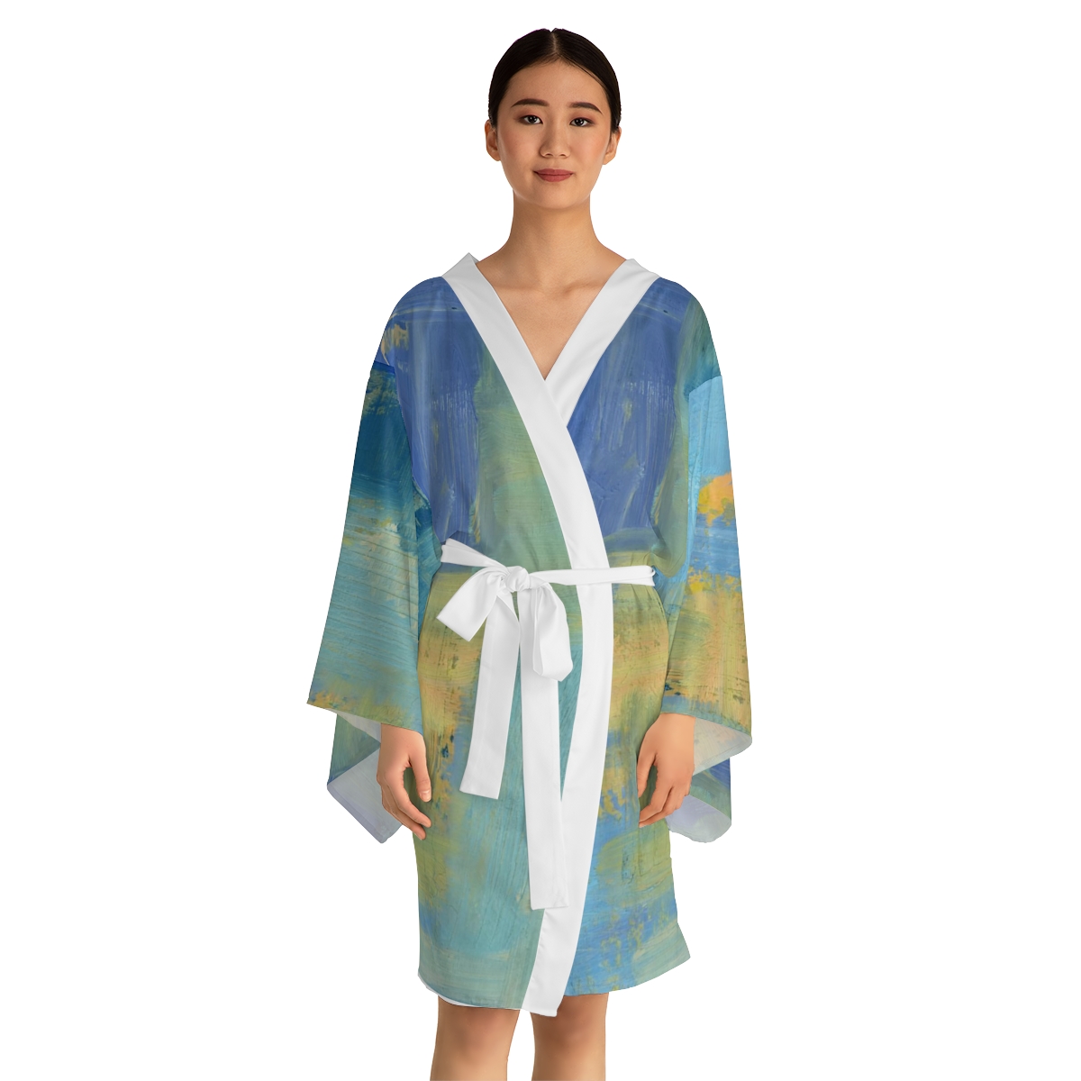 Long Sleeve Kimono Robe, Abstract, Bathrobe, Lounge Wear, Nautical, Women’s Sleep Clothes - Image 8