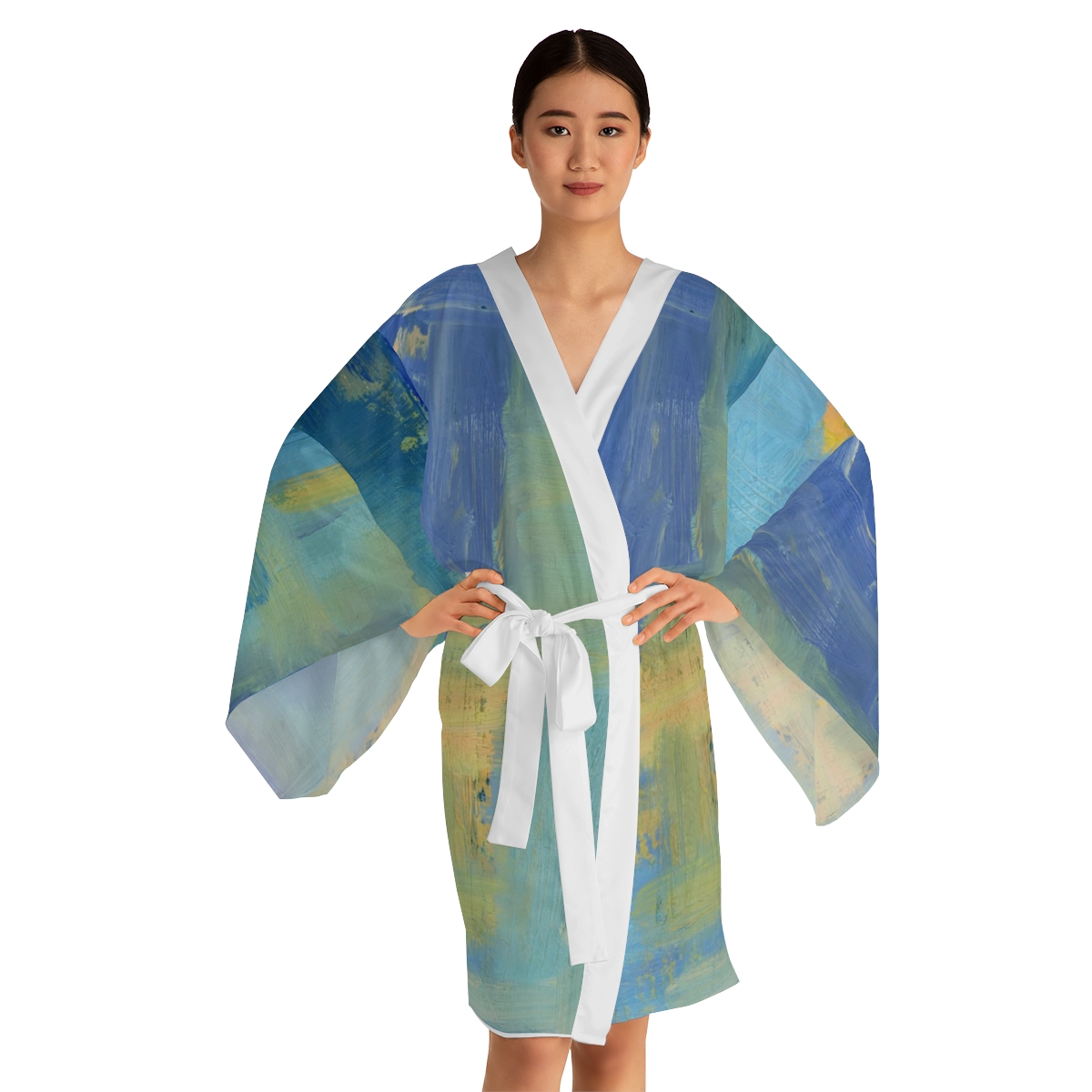 Long Sleeve Kimono Robe, Abstract, Bathrobe, Lounge Wear, Nautical, Women’s Sleep Clothes - Image 10