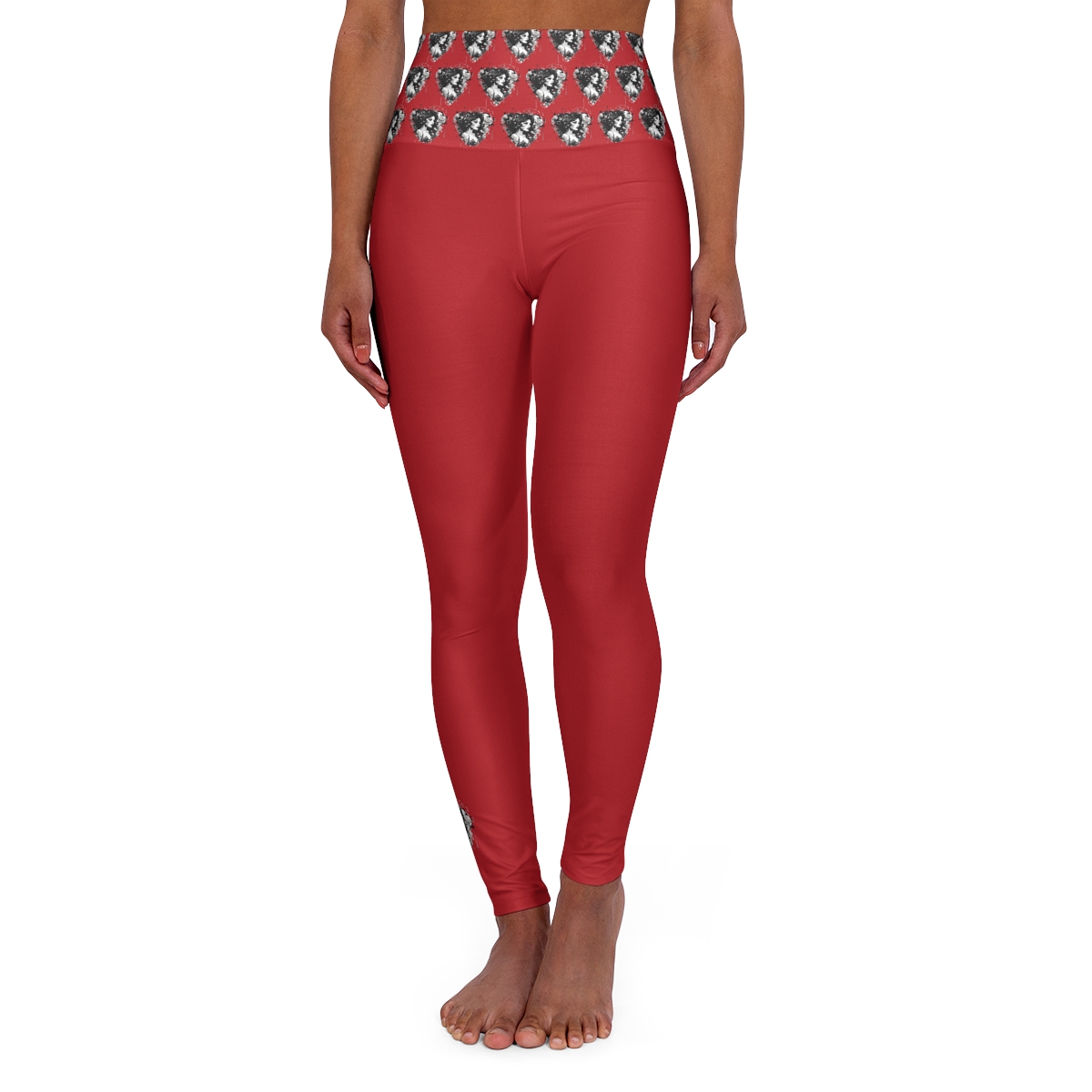 Tattoo Styled Woman with Heart, High Waisted Yoga Leggings