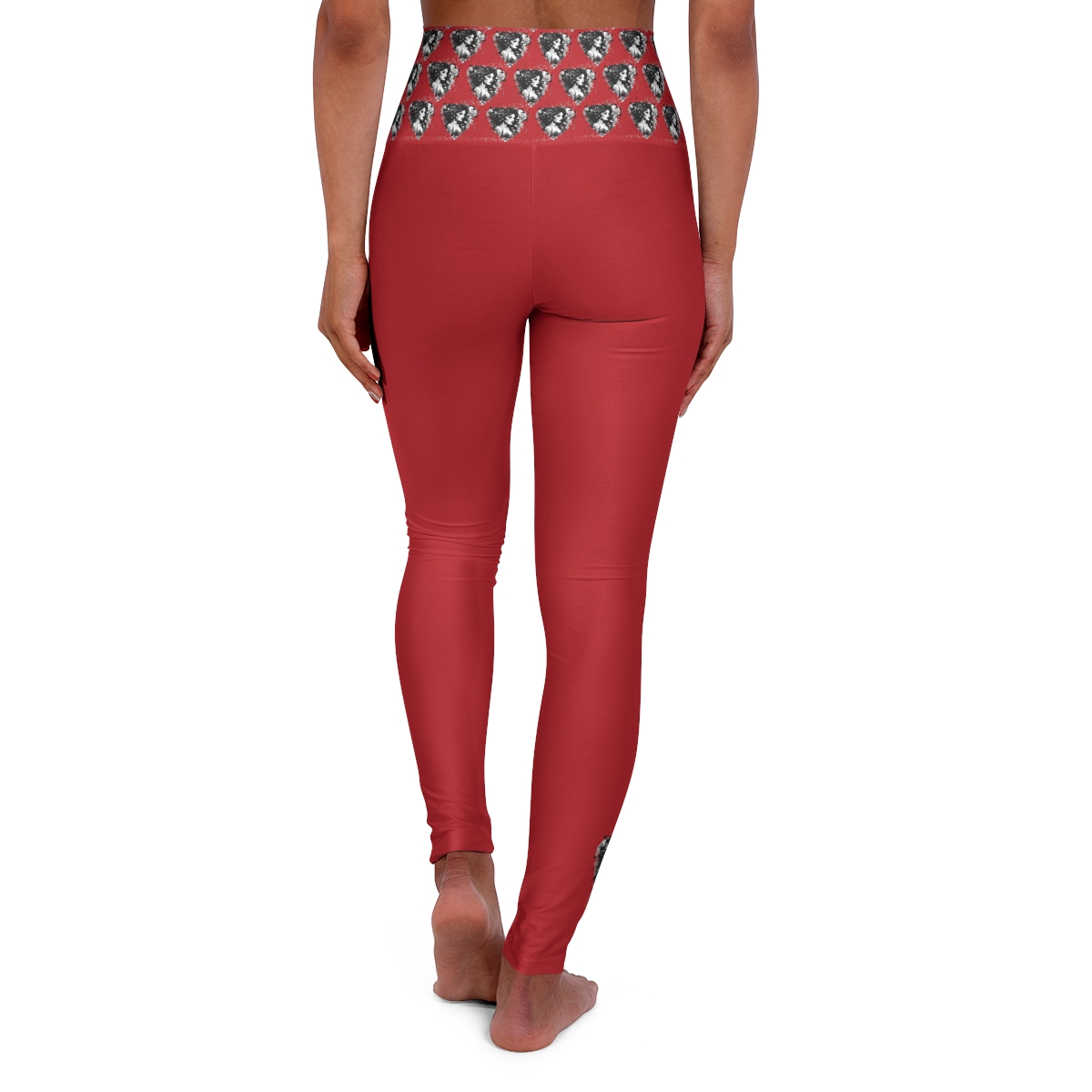 Tattoo Styled Woman with Heart, High Waisted Yoga Leggings - Image 2