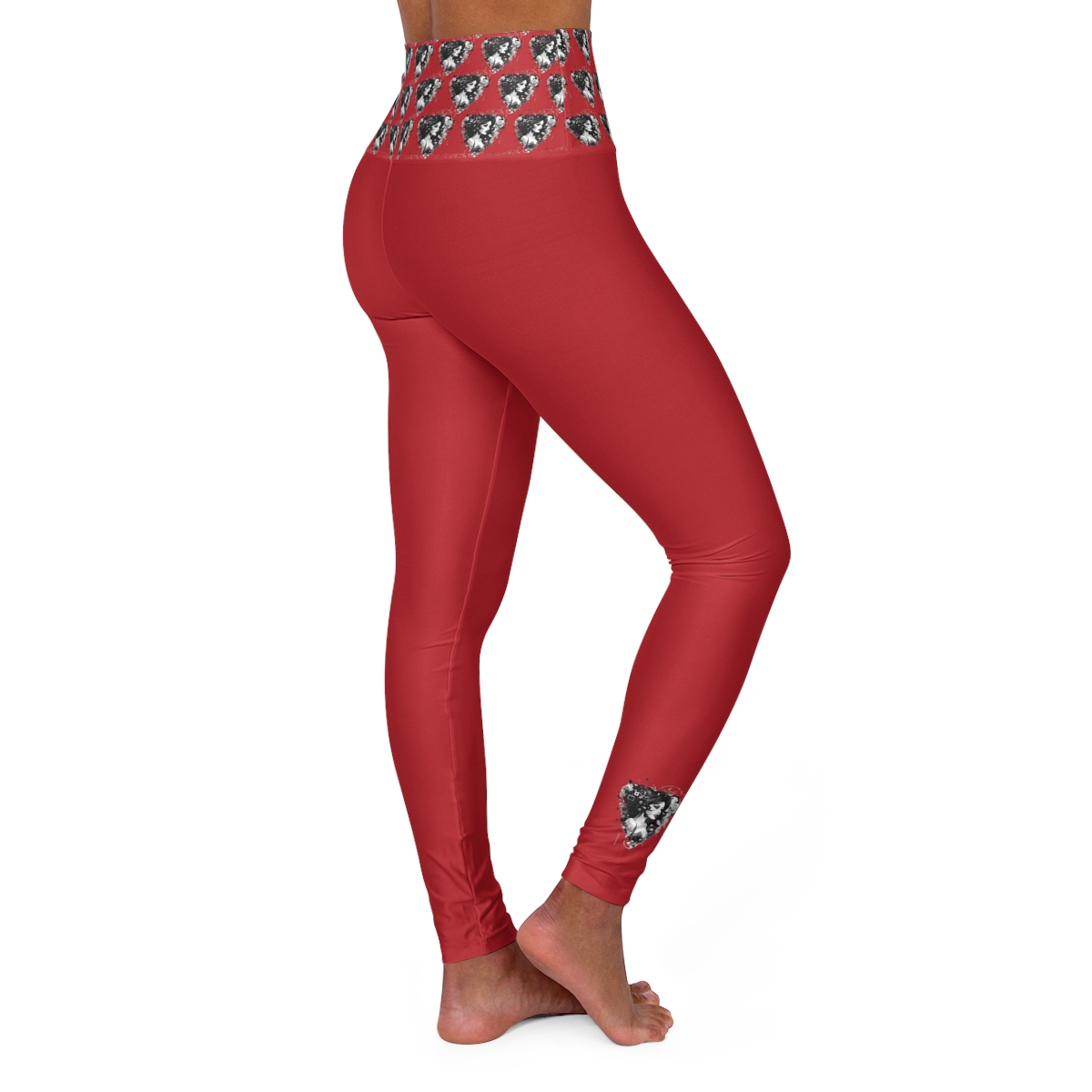 Tattoo Styled Woman with Heart, High Waisted Yoga Leggings - Image 4