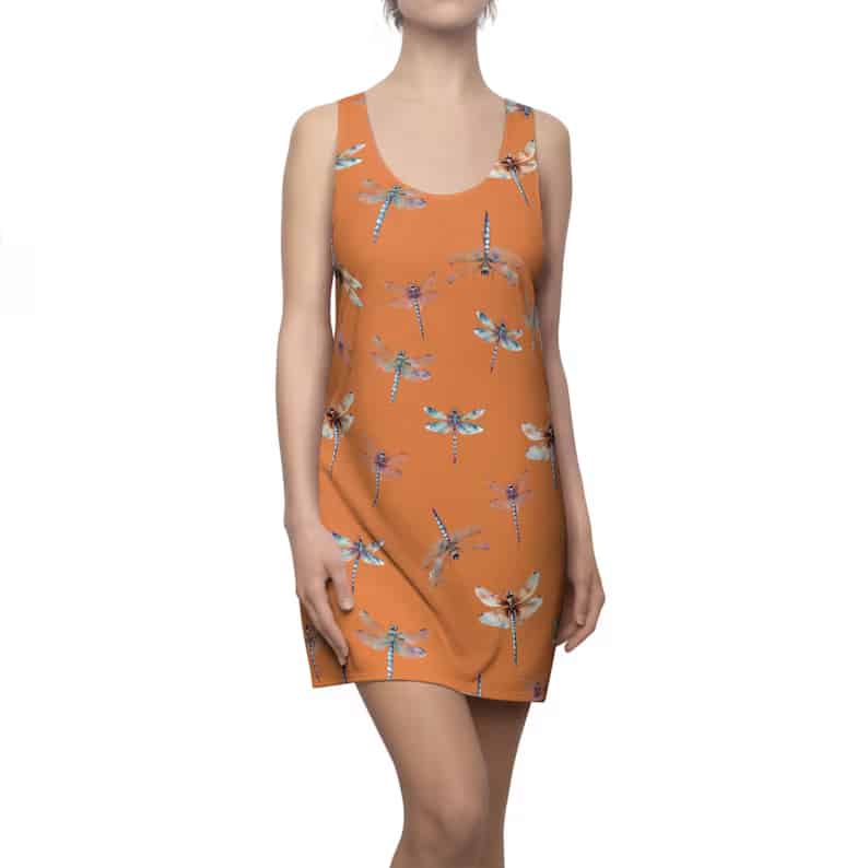 orange butterfly dress